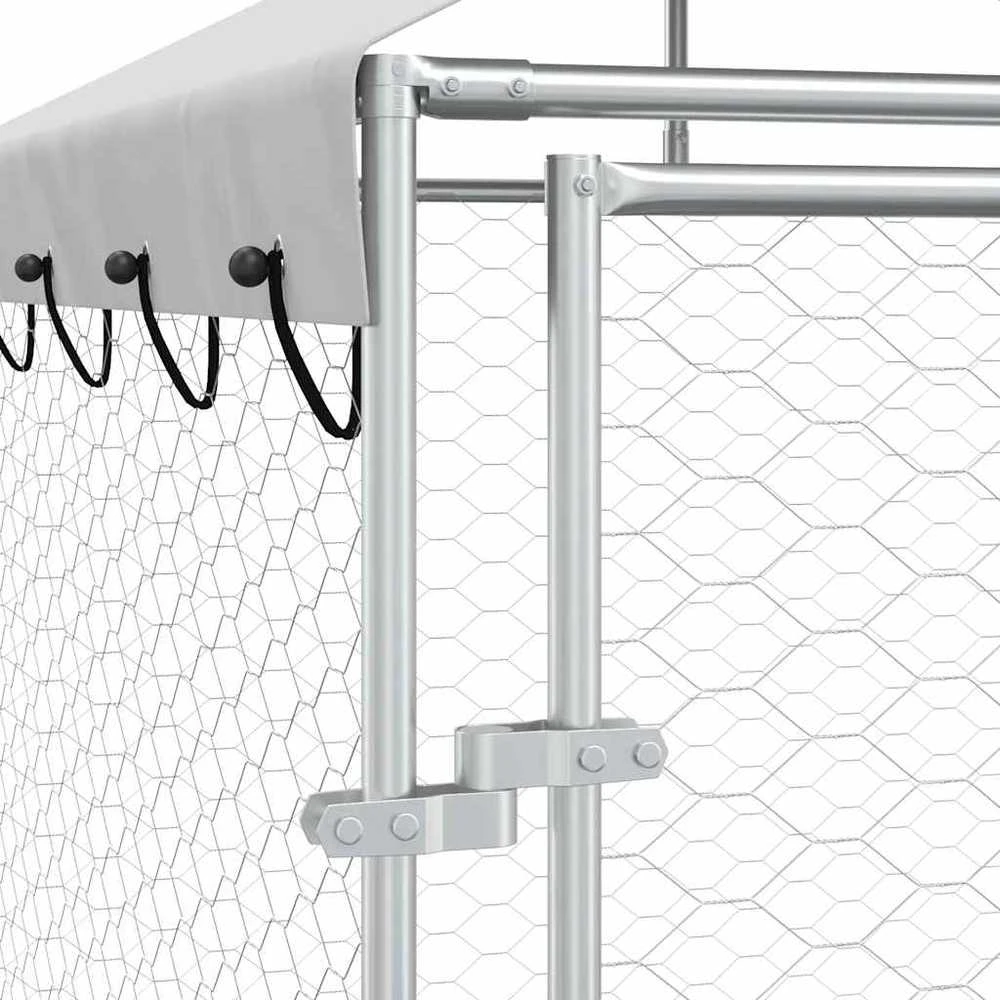 Lauko voljeras šunims su stogu, sidabrinis, 2x2x2,5m, plienas