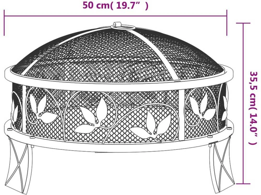 Laužavietė su žarstekliu, 50cm, plienas, XXL