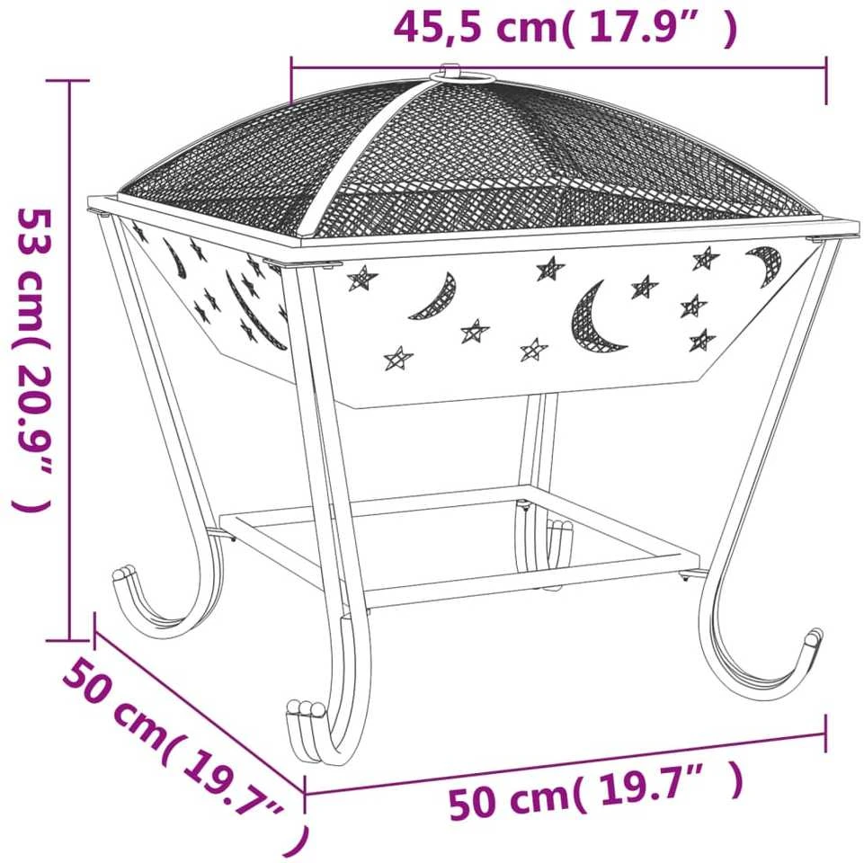 Laužavietė su žarstekliu, 50cm, plienas, XXL