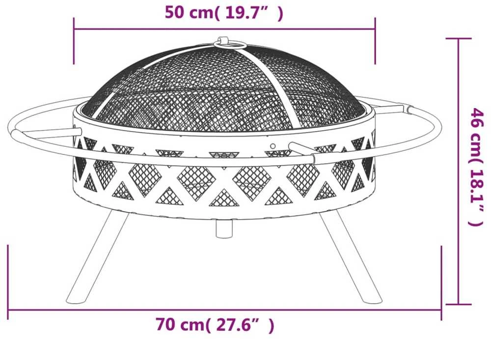 Laužavietė su žarstekliu, 70cm, plienas, XXL