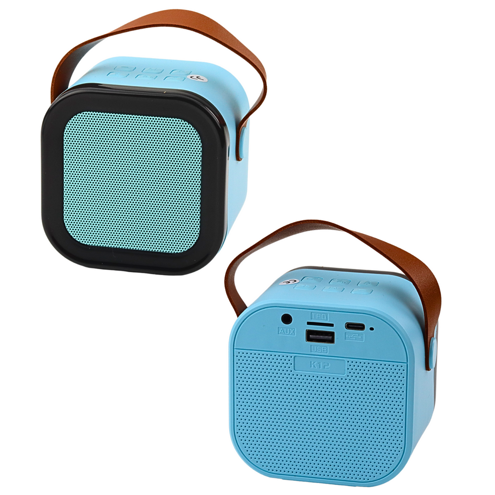 Lean Toys Belaidis karaoke garsiakalbis su mikrofonu K12 RGB mėlynas