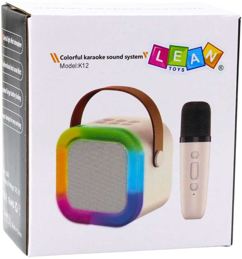 Lean Toys Belaidis karaoke garsiakalbis su mikrofonu K12 RGB mėlynas
