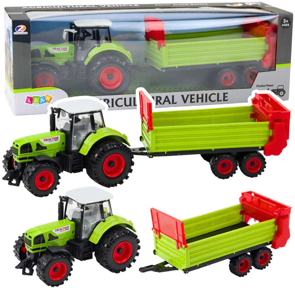 Lean Toys Didelis traktorius su priekaba ir judančiais elementais