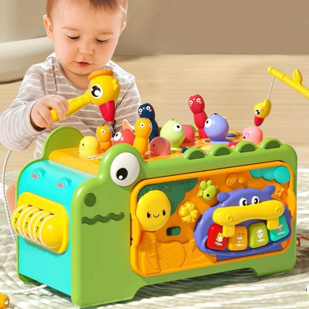 Lean Toys Edukacinis krokodilo formos kubas Montessori