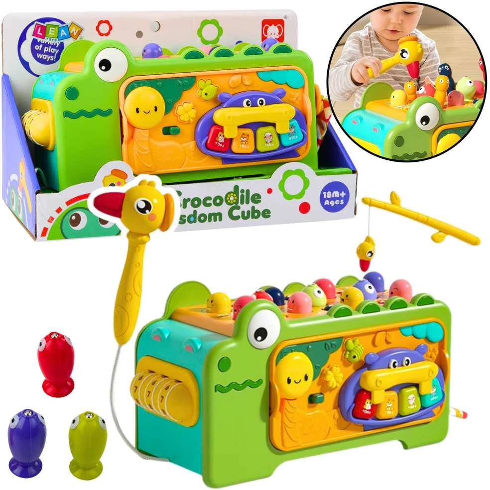 Lean Toys Edukacinis krokodilo formos kubas Montessori