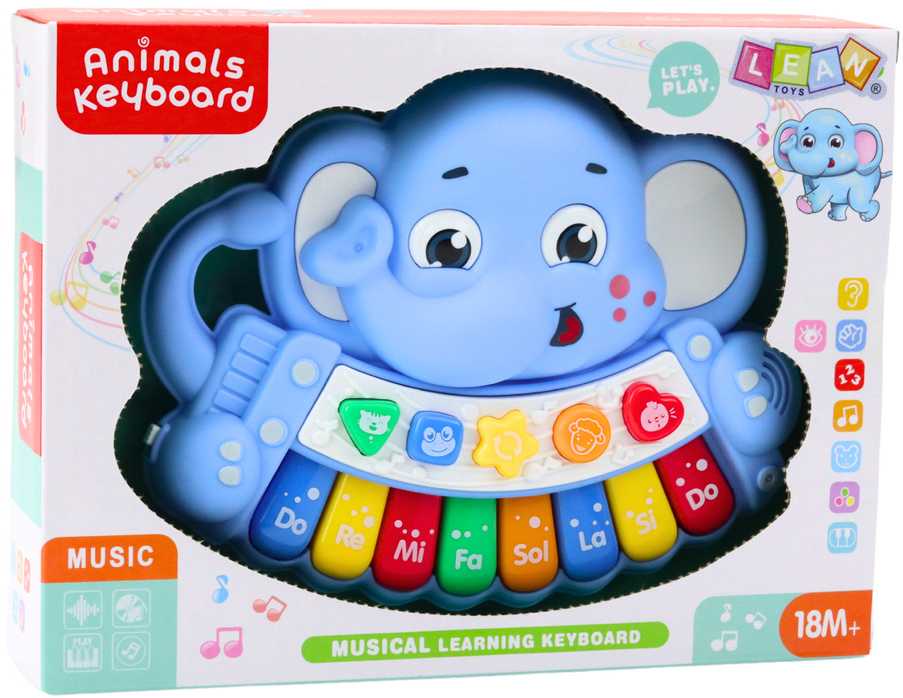 Lean Toys Interaktyvus mėlynas drambliuko pianinas
