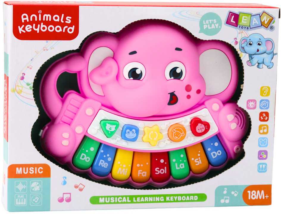 Lean Toys Interaktyvus rožinis drambliuko pianinas
