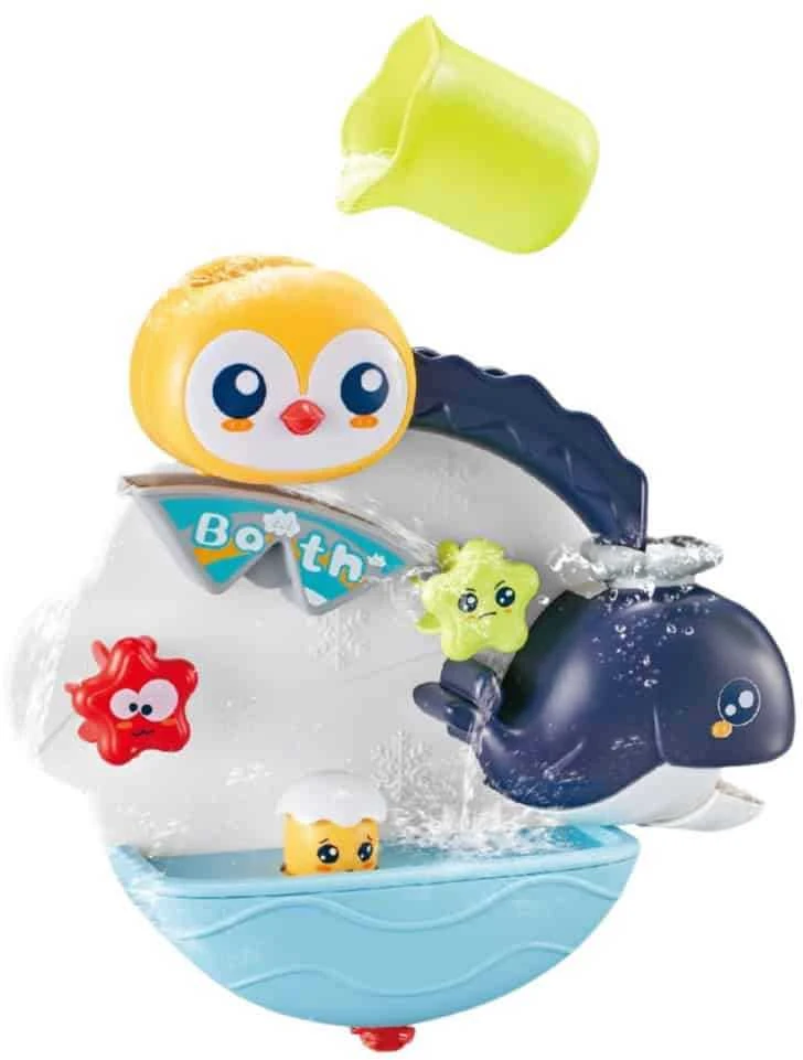 Lean Toys Interaktyvus vonios žaislas pingvinas su vandens efektais