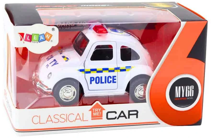 Lean Toys Klasikinis 1:38 Mastelio Policijos Automobilis su Šviesomis ir Garsu