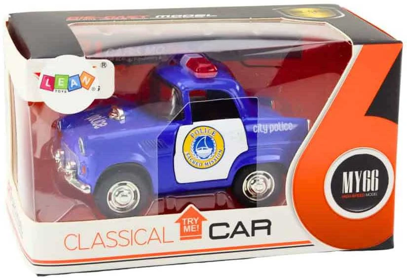Lean Toys Klasikinis policijos automobilis 1:38 su šviesomis ir garsais, mėlynas