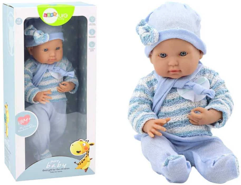 Lėlė kūdikis su mėlynais drabužiais Lean Toys, 39 cm