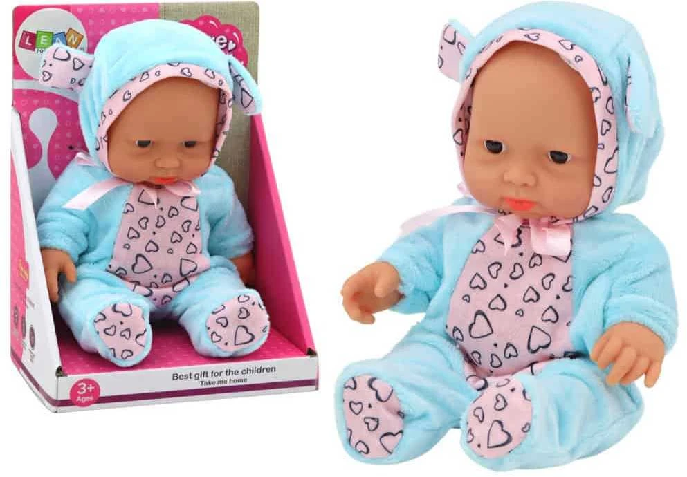 Lean Toys Maža lėlė su mėlynais drabužiais, skrybėle ir ausimis