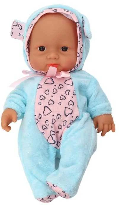 Lean Toys Maža lėlė su mėlynais drabužiais, skrybėle ir ausimis