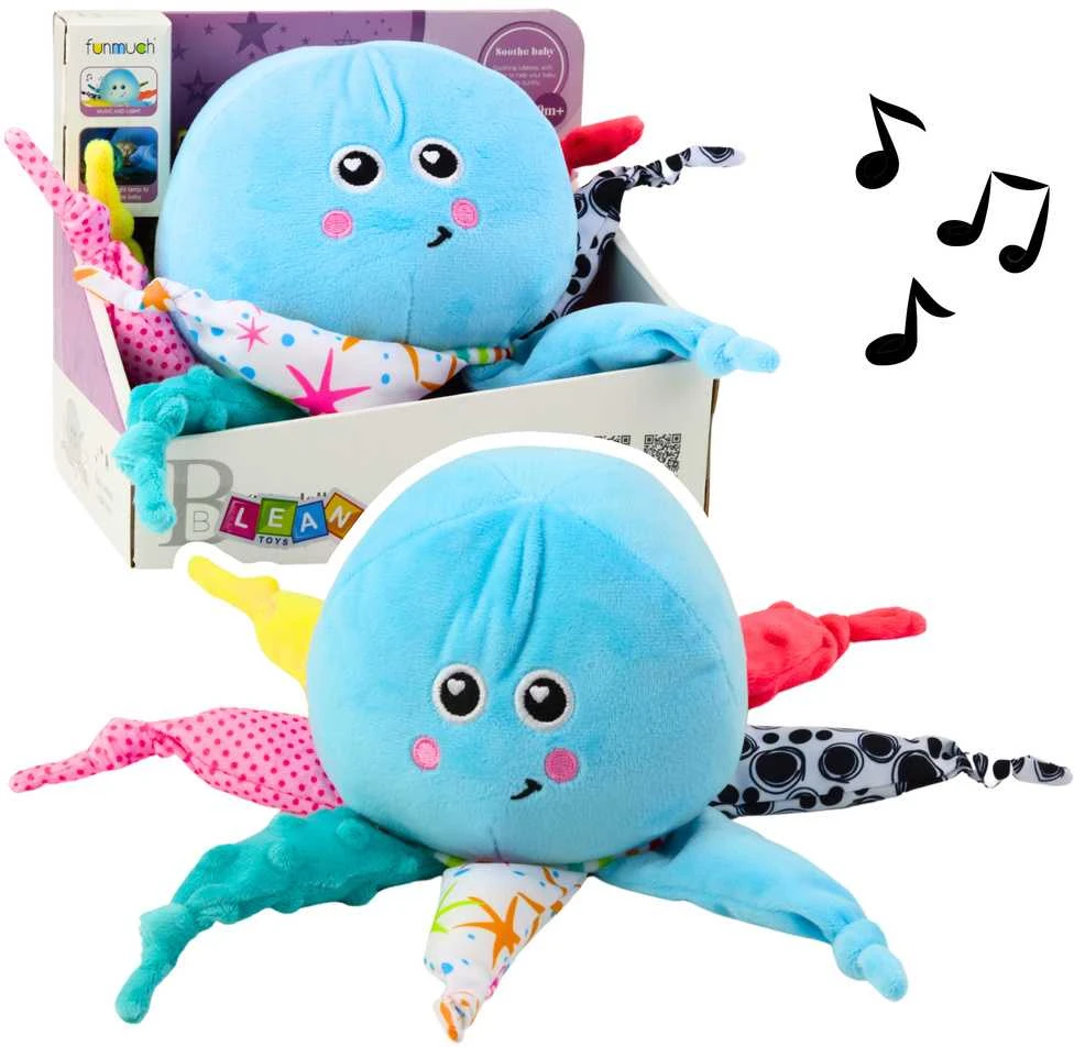 Lean Toys Minkštas aštuonkojis su projektoriumi ir melodijomis kūdikiams