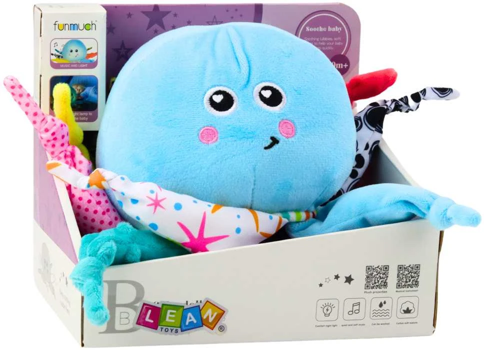 Lean Toys Minkštas aštuonkojis su projektoriumi ir melodijomis kūdikiams