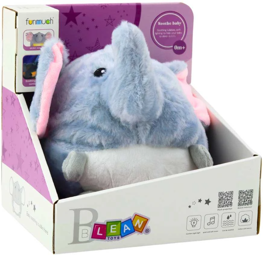 Lean Toys Pliušinis dramblys su projektoriumi ir melodijomis kūdikiams