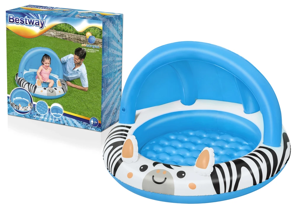 Bestway Bestway 52559 Pripučiamas baseinas su stogu ir pumpuojamu dugnu Zebra 97cm x 66cm