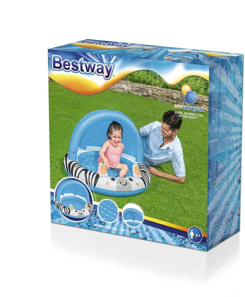 Bestway Bestway 52559 Pripučiamas baseinas su stogu ir pumpuojamu dugnu Zebra 97cm x 66cm