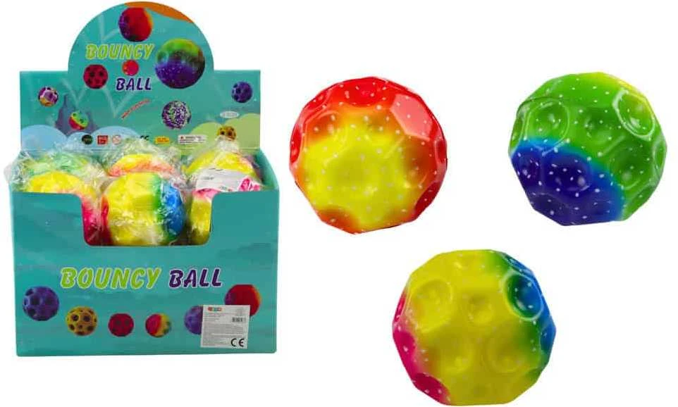 Lean Toys Šviečiantis spalvotas kamuolys su įdubimais vaikams, 9.5cm