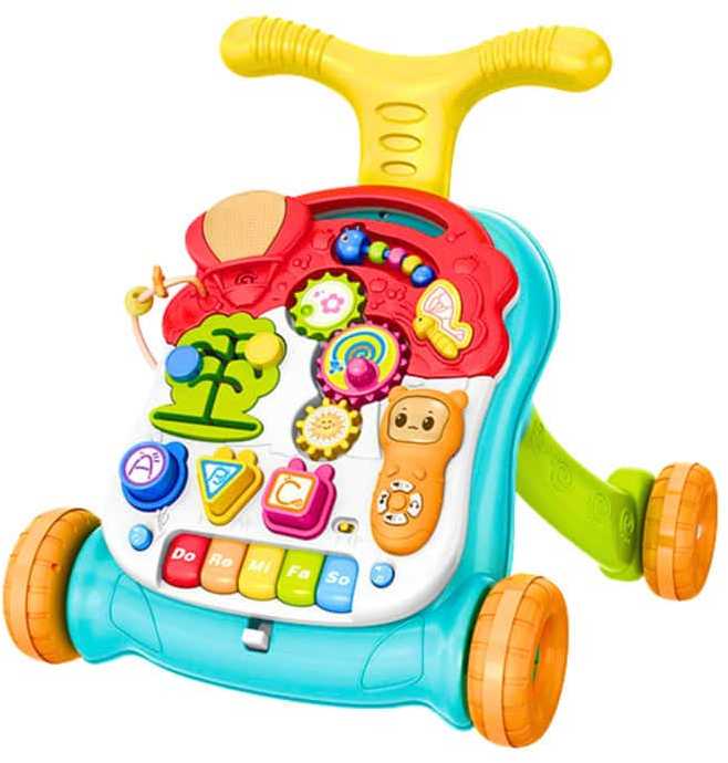 Lean Toys Vaikščiojimo stumdukas su 2in1 šviesos ir garso lavinimo stalu