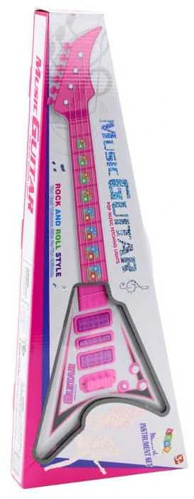 Lean Toys Vaikiška elektrinė gitara su šviesomis ir melodijomis, 54 cm, rožinė