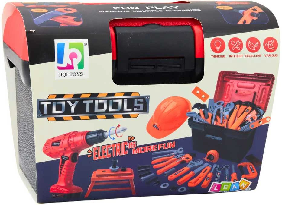 Lean Toys Vaikiškas įrankių rinkinys su elektriniu atsuktuvu 55vnt