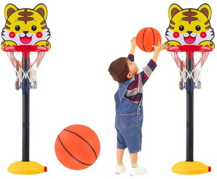 Lean Toys Reguliuojamas vaikų krepšinio rinkinys „Geltonas tigras“