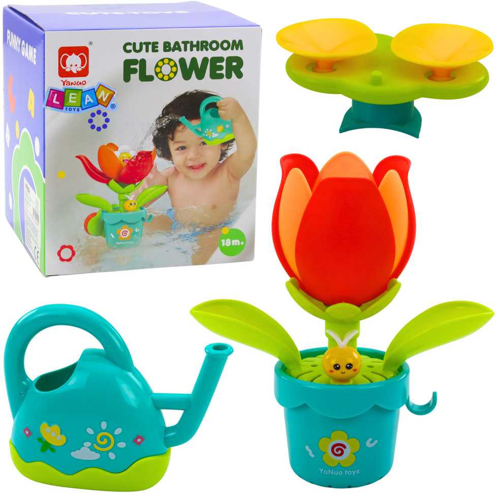 Lean Toys Vonios žaislas – interaktyvi gėlė su laistytuvu