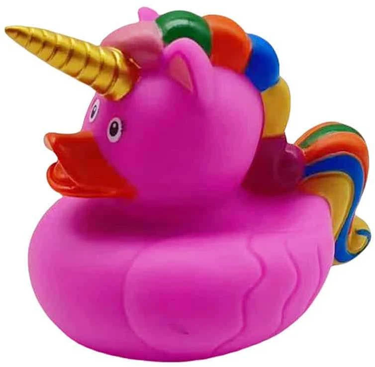 Lean Toys Rožinis vienaragio ančiukas voniai su vaivorykštės karčiais