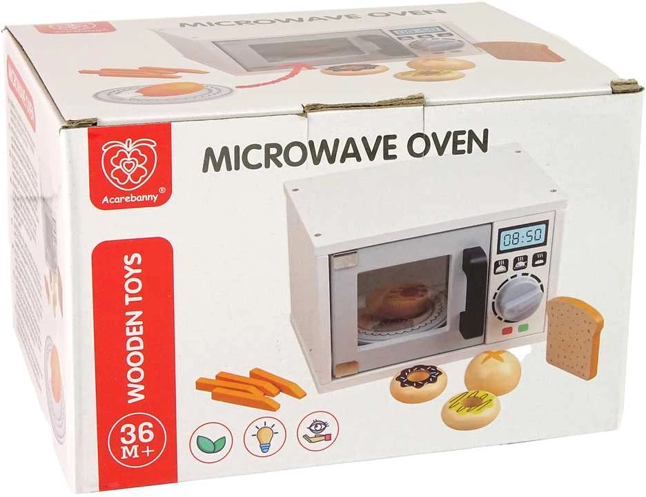 Lean Toys Žaislinė mikrobangų krosnelė su priedais, balta