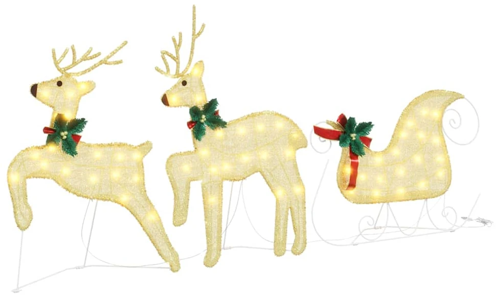 LED elniai 3 vnt. Šilta balta 43 x 18 x 66 cm audinys