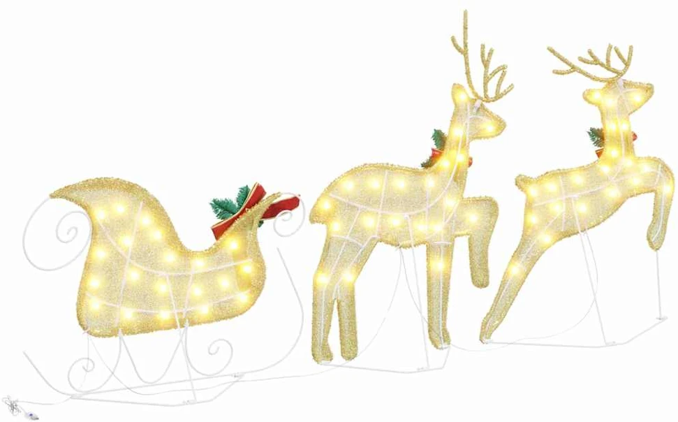 LED elniai 3 vnt. Šilta balta 43 x 18 x 66 cm audinys