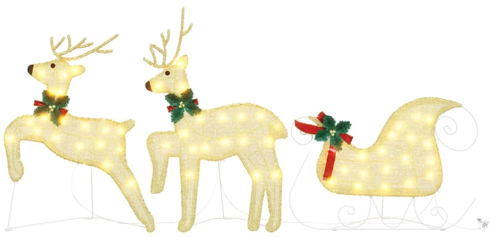 LED elniai 3 vnt. Šilta balta 43 x 18 x 66 cm audinys