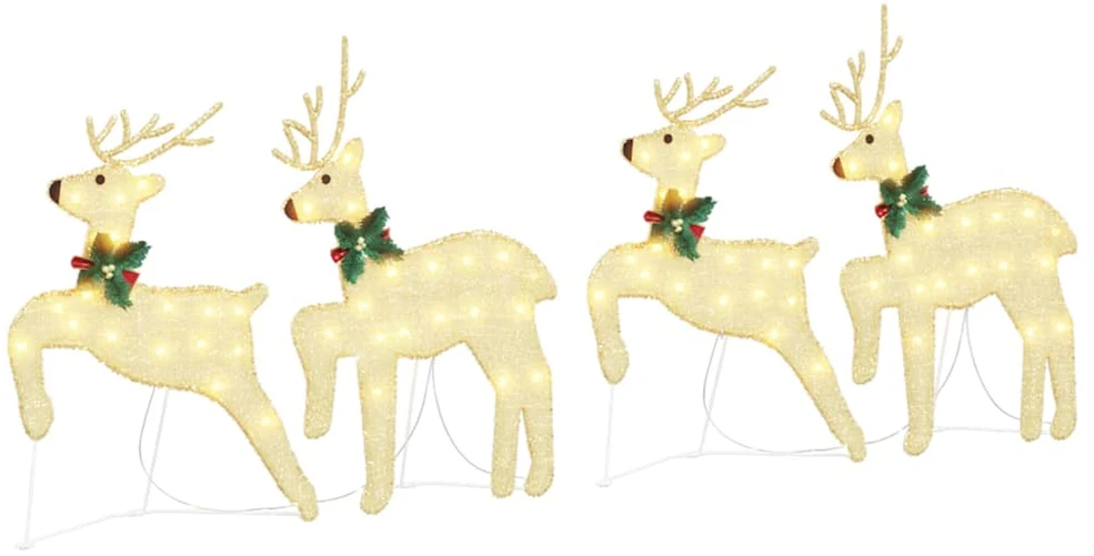 LED elniai 4 vnt. Auksinė 45 x 19 x 65 cm audinys