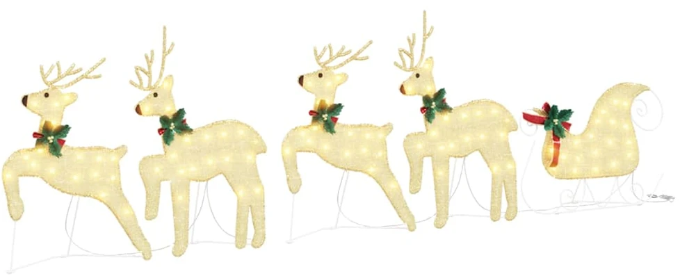 LED elniai 5 vnt. Auksinė 43 x 18 x 66 cm audinys