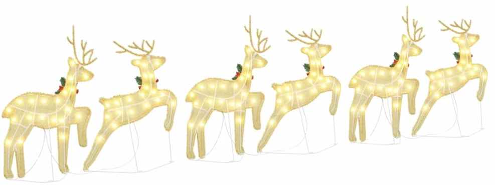 LED elniai 6 vnt. Auksinė 45 x 19 x 65 cm audinys