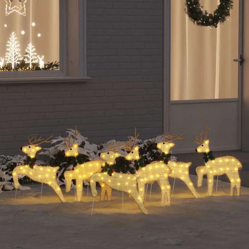 LED elniai 6 vnt. Auksinė 45 x 19 x 65 cm audinys