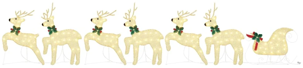 LED elniai 7 vnt. Auksinė 43 x 18 x 66 cm audinys