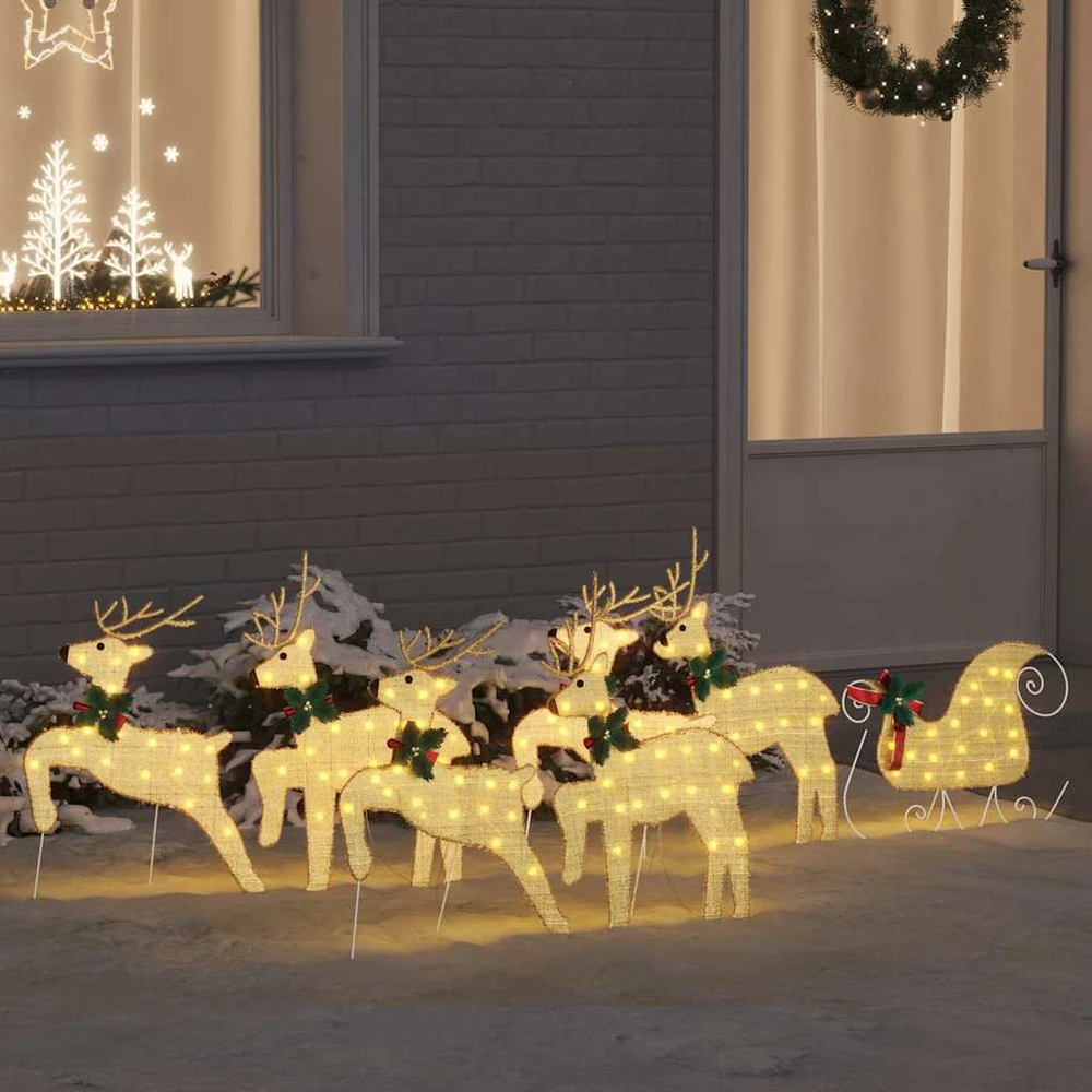 LED elniai 7 vnt. Auksinė 43 x 18 x 66 cm audinys