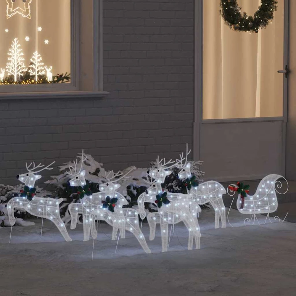 LED elniai 7 vnt. Balta 43 x 18 x 66 cm audinys