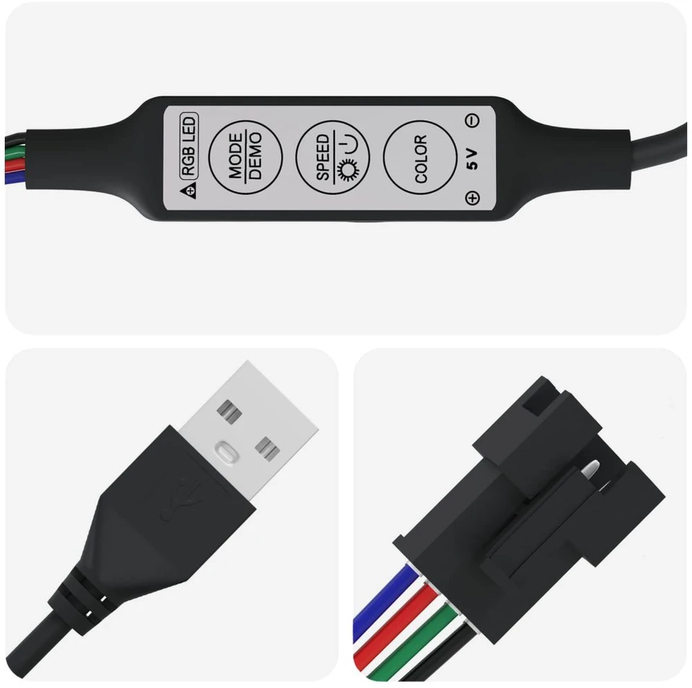 LED juosta 12 vnt. Juoda ir permatoma Varis ir plastikas