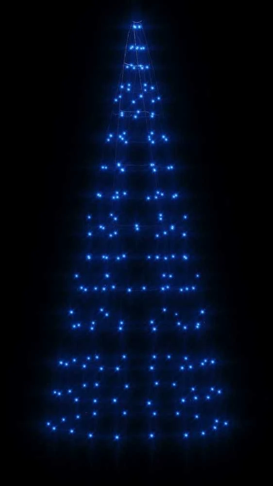 Kalėdų eglutė ant vėliavos stiebo, 180cm, 200 mėlynų LED