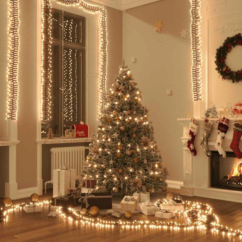 LED lempučių girlianda, 11m, PVC, 1000 šiltų baltų LED, tanki
