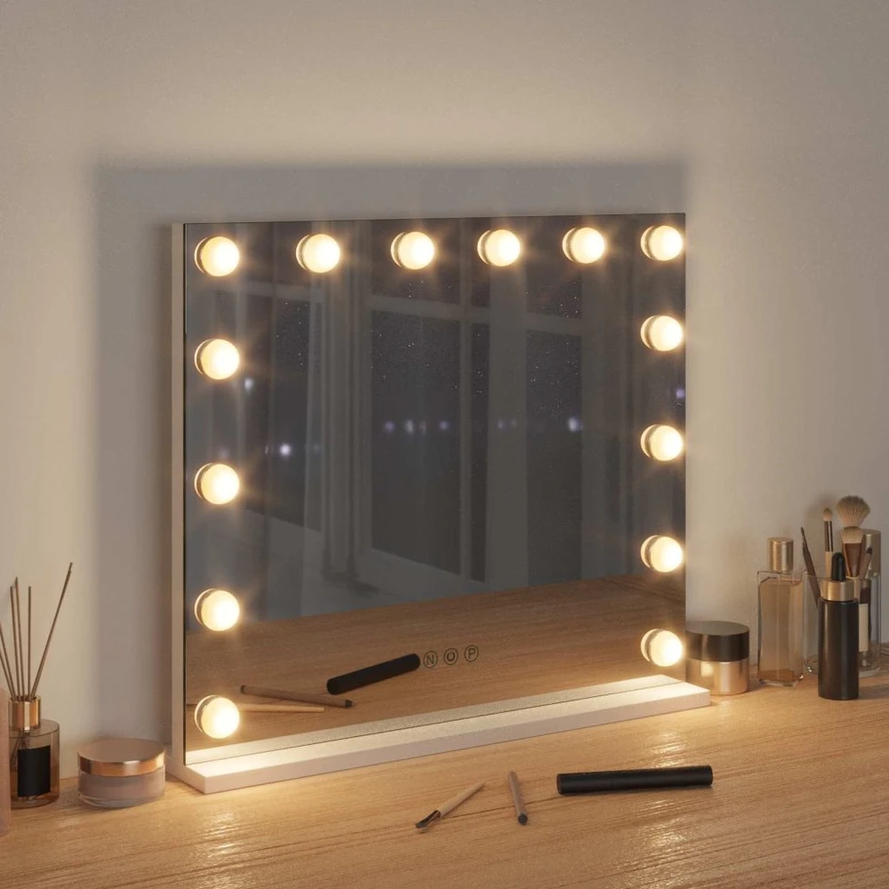 LED makiažo veidrodis Balta 50 x 10 x 44 cm Stiklas ir plienas