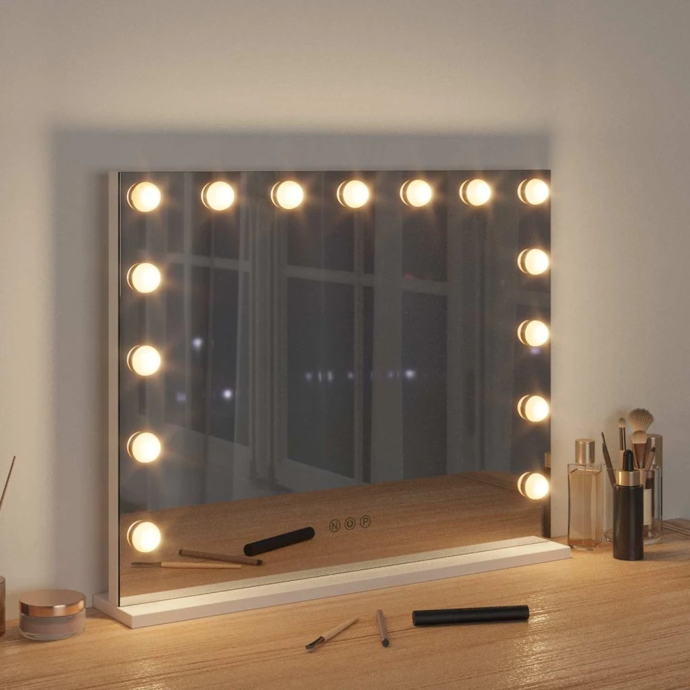 LED makiažo veidrodis Balta 58 x 10 x 47 cm Stiklas ir plienas