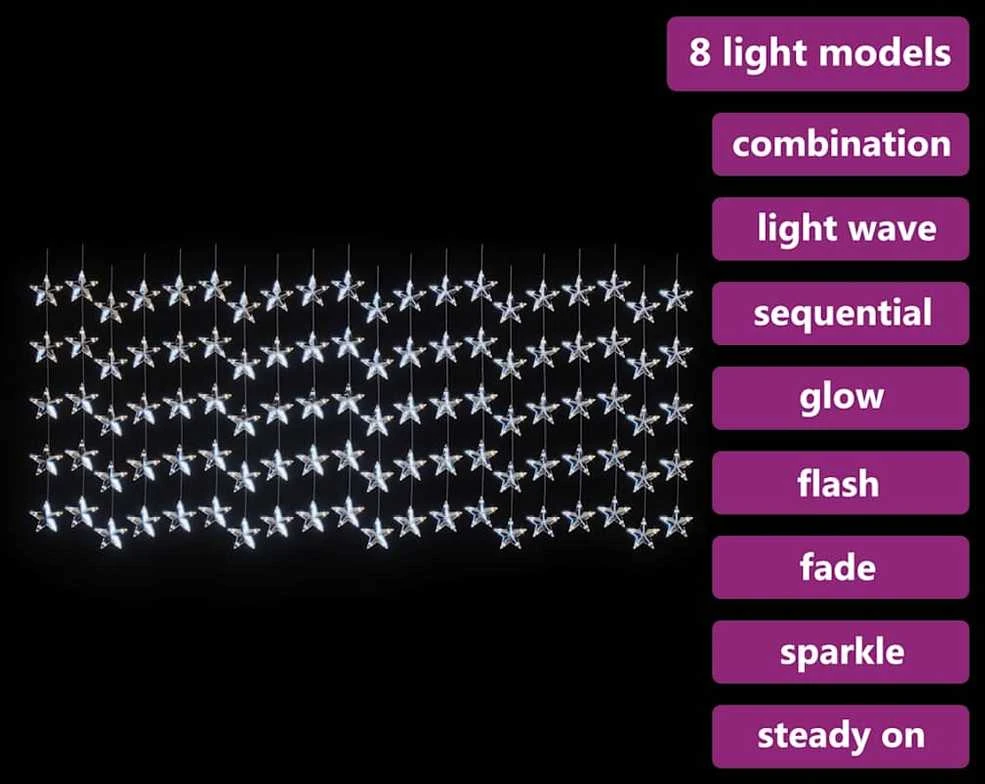LED žvaigždžių užuolaida, 500 šaltų baltų LED lempučių