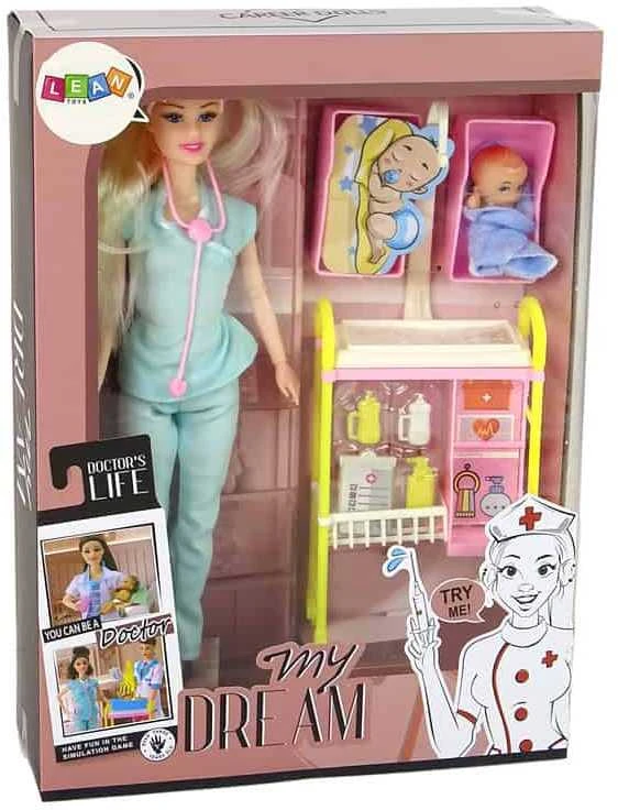 Lean Toys Lėlės rinkinys Daktarė
