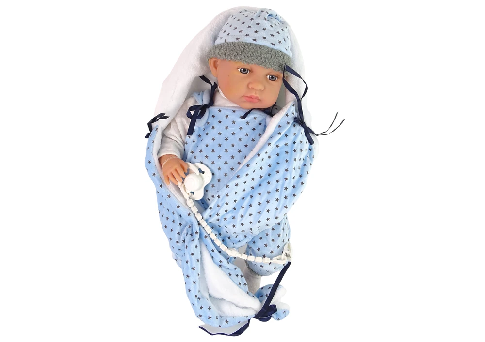 Lėlė kūdikis Lean Toys 46 cm mėlynai