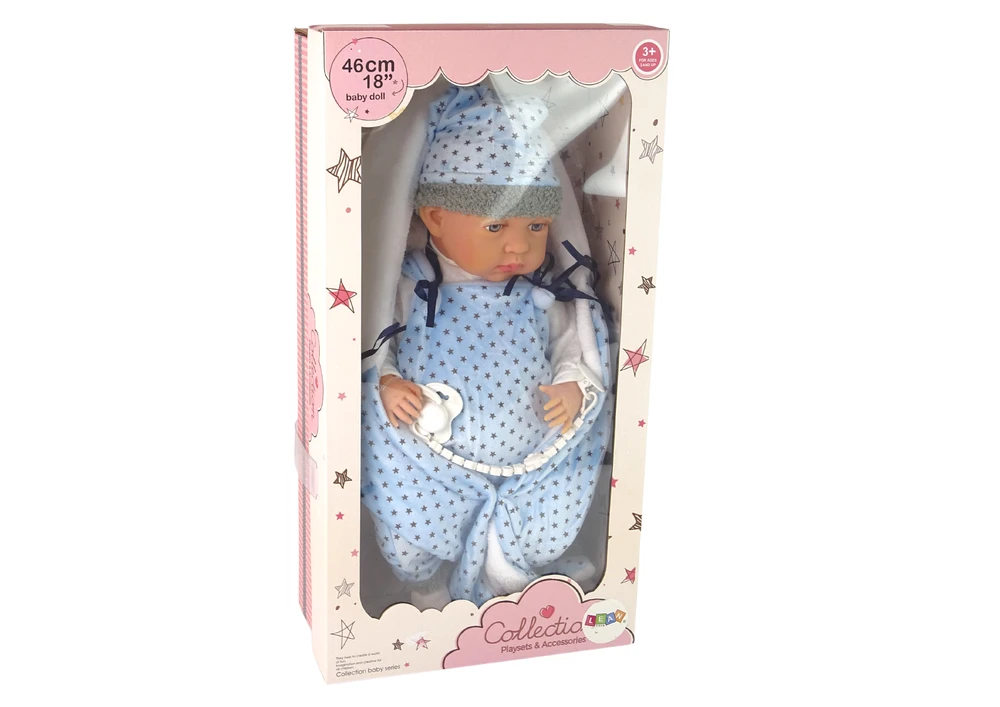 Lėlė kūdikis Lean Toys 46 cm mėlynai