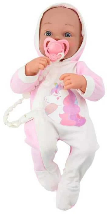 Lean Toys Lėlė kūdikis su vienaragio kostiumu, 35 cm